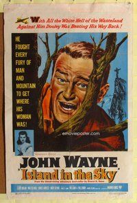 e460 ISLAND IN THE SKY one-sheet movie poster '53 John Wayne, WWII