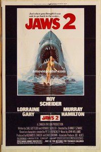 e465 JAWS 2 one-sheet movie poster '78 just when you thought it was safe!