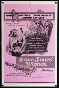 e467 JESSE JAMES' WOMEN one-sheet movie poster R68 classic catfight image!