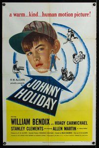 e470 JOHNNY HOLIDAY one-sheet movie poster '50 William Bendix, Carmichael