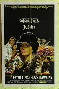 e473 JUDITH one-sheet movie poster '66 Sophia Loren, Peter Finch, Mann