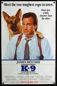 e476 K-9 advance one-sheet movie poster '88 James Belushi, German Shepherd!