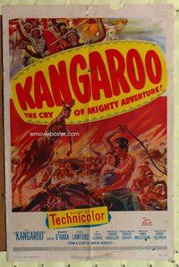e477 KANGAROO one-sheet movie poster '51 Maureen O'Hara, Peter Lawford