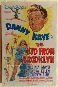 e482 KID FROM BROOKLYN one-sheet movie poster '46 Danny Kaye, Virginia Mayo
