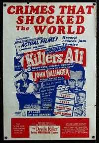 e485 KILLERS ALL/DEVIL'S KILLER one-sheet movie poster '40s true crime!