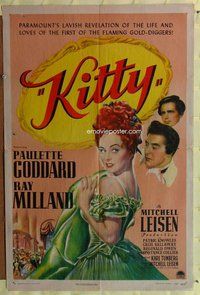 e494 KITTY one-sheet movie poster '45 Paulette Goddard, Ray Milland