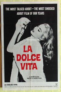 e500 LA DOLCE VITA one-sheet movie poster '61 Fellini, sexy Anita Ekberg!