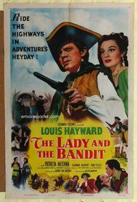 e502 LADY & THE BANDIT one-sheet movie poster '51 Louis Hayward, Medina
