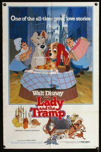 e503 LADY & THE TRAMP one-sheet movie poster R80 classic spaghetti scene!
