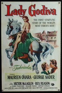 e504 LADY GODIVA one-sheet movie poster '55 super sexy Maureen O'Hara!