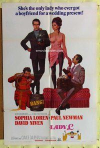 e506 LADY L style B one-sheet movie poster '66 Sophia Loren, Newman, Niven