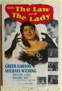 e521 LAW & THE LADY one-sheet movie poster '51 Greer Garson, Wilding