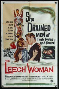 e524 LEECH WOMAN one-sheet movie poster '60 deadly female vampire!