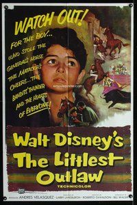 e543 LITTLEST OUTLAW one-sheet movie poster '55 Walt Disney, Armendariz