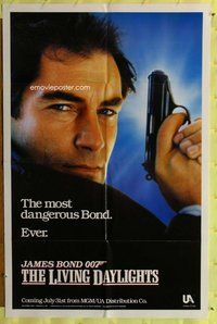 e546 LIVING DAYLIGHTS teaser one-sheet movie poster '86 Tim Dalton as Bond!