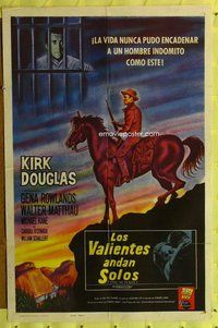 e551 LONELY ARE THE BRAVE Spanish/U.S. one-sheet movie poster '62 different art!