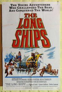 e556 LONG SHIPS one-sheet movie poster '64 Widmark, Mighty Vikings!