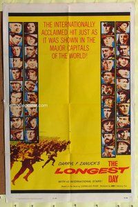 e557 LONGEST DAY one-sheet movie poster '62 John Wayne, all-star cast!