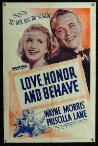 e563 LOVE, HONOR & BEHAVE one-sheet movie poster '38 Wayne Morris, Lane