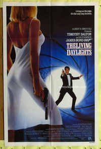 e545 LIVING DAYLIGHTS one-sheet movie poster '86 Tim Dalton as James Bond!