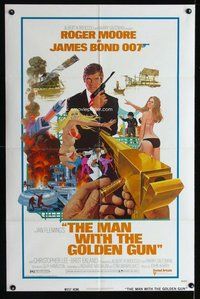 e581 MAN WITH THE GOLDEN GUN one-sheet movie poster '74 Moore as Bond!
