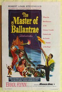 e587 MASTER OF BALLANTRAE one-sheet movie poster '53 Errol Flynn, Scotland!