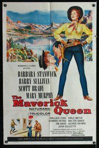 e588 MAVERICK QUEEN one-sheet movie poster '56 Barbara Stanwyck, Zane Grey
