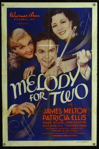 e592 MELODY FOR TWO one-sheet movie poster '37 Patricia Ellis, Melton