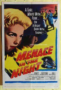 e594 MENACE IN THE NIGHT one-sheet movie poster '58 English, white w/fear!