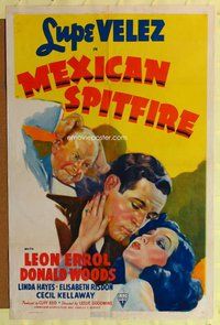 e595 MEXICAN SPITFIRE one-sheet movie poster '40 Lupe Velez, Donald Woods