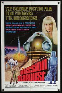 e601 MISSION STARDUST one-sheet movie poster '67 wacky Italian sci-fi!