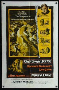e603 MOBY DICK one-sheet movie poster '56 Gregory Peck, Orson Welles