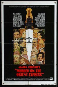 e613 MURDER ON THE ORIENT EXPRESS one-sheet movie poster '74 Amsel art!