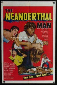e619 NEANDERTHAL MAN one-sheet movie poster '53 half man, half beast!