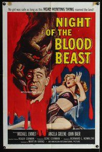 e624 NIGHT OF THE BLOOD BEAST one-sheet movie poster '58 head hunting!