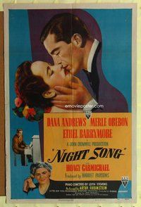 e626 NIGHT SONG one-sheet movie poster '48 Dana Andrews, Merle Oberon