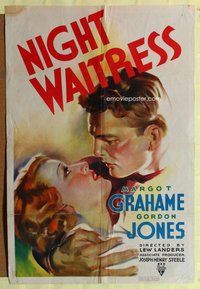 e627 NIGHT WAITRESS one-sheet movie poster '36 pretty Margot Grahame!