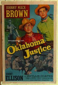 e635 OKLAHOMA JUSTICE one-sheet movie poster '51 Johnny Mack Brown, Coates