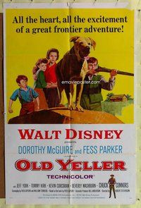 e637 OLD YELLER one-sheet movie poster R65 most classic Disney canine!