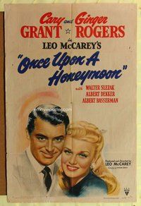 e643 ONCE UPON A HONEYMOON one-sheet movie poster '42 Ginger Rogers, Grant