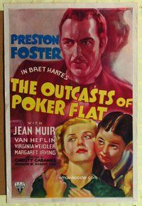 e653 OUTCASTS OF POKER FLAT one-sheet movie poster '37 Bret Harte classic!