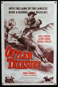 e654 OUTLAW TREASURE military one-sheet movie poster '55 sexy Adele Jergens!