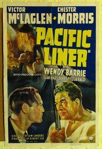 e658 PACIFIC LINER one-sheet movie poster '38 Victor McLaglen, Morris
