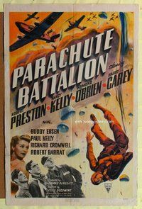 e661 PARACHUTE BATTALION one-sheet movie poster '41 cool paratroopers image!