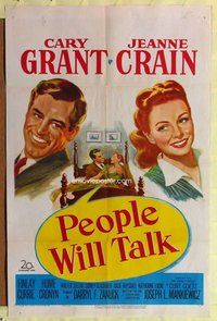 e671 PEOPLE WILL TALK one-sheet movie poster '51 Cary Grant, Jeanne Crain