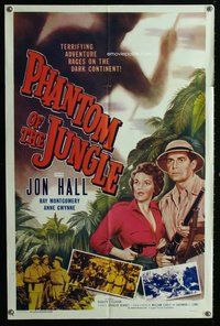 e673 PHANTOM OF THE JUNGLE one-sheet movie poster '55 John Hall, Africa!