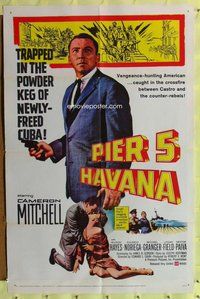 e674 PIER 5 HAVANA one-sheet movie poster '59 Cameron Mitchell in free Cuba!