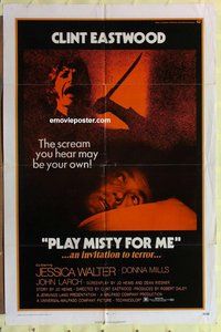 e679 PLAY MISTY FOR ME one-sheet movie poster '71 classic Clint Eastwood!