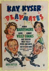 e680 PLAYMATES one-sheet movie poster '41 Kay Kyser, Barrymorem, Velez