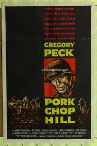 e687 PORK CHOP HILL one-sheet movie poster '59 Gregory Peck, Korean War